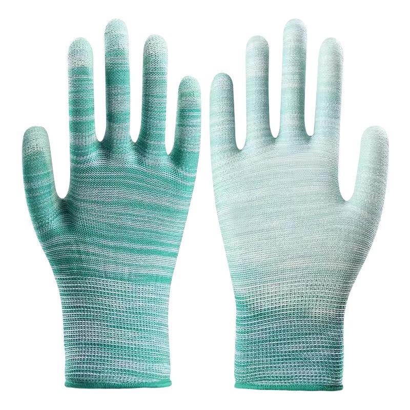Λευκά Γάντια Παλάμης με Αντιστατική Επικάλυψη PU, Χωρίς Σκόνη, Προστασία Δακτύλων με Χρωματιστή Λωρίδα