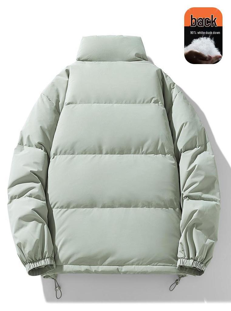 Men's Winter Stand Collar Down Jacket - 90% Down, Thickened, Warm, Trendy Design for Couples