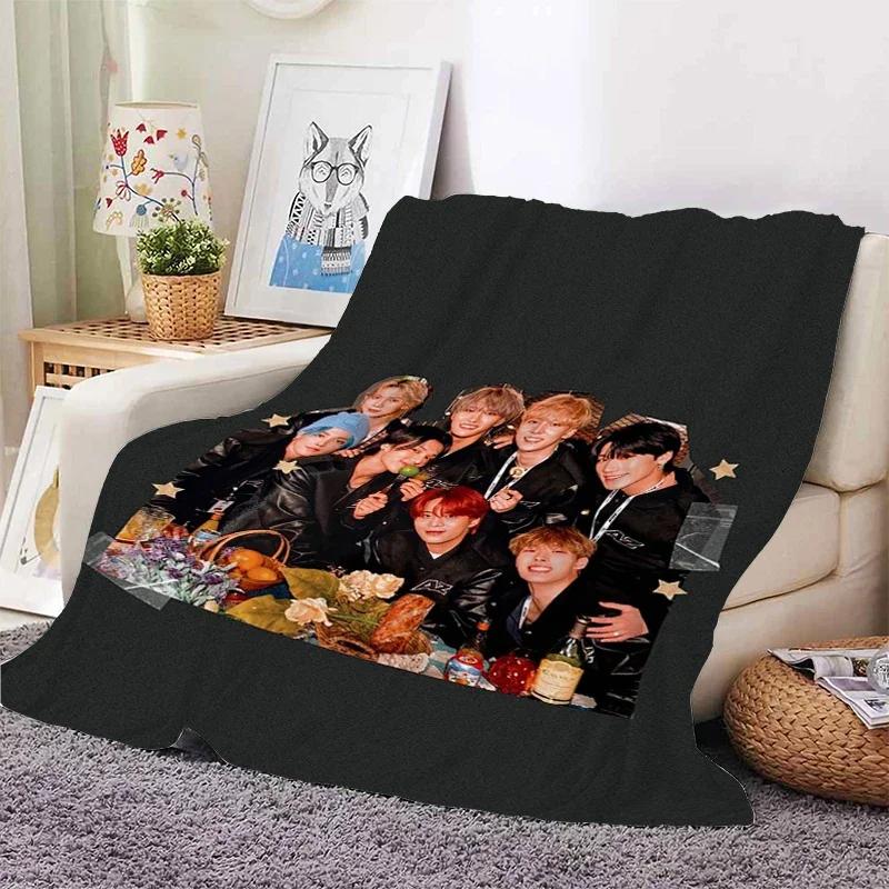 Warm Fluffy Throw Blanket for Bed Sofa Ateez Kpop Fleece Custom Decorative Nap Blankets King Size Microfiber Home Textile