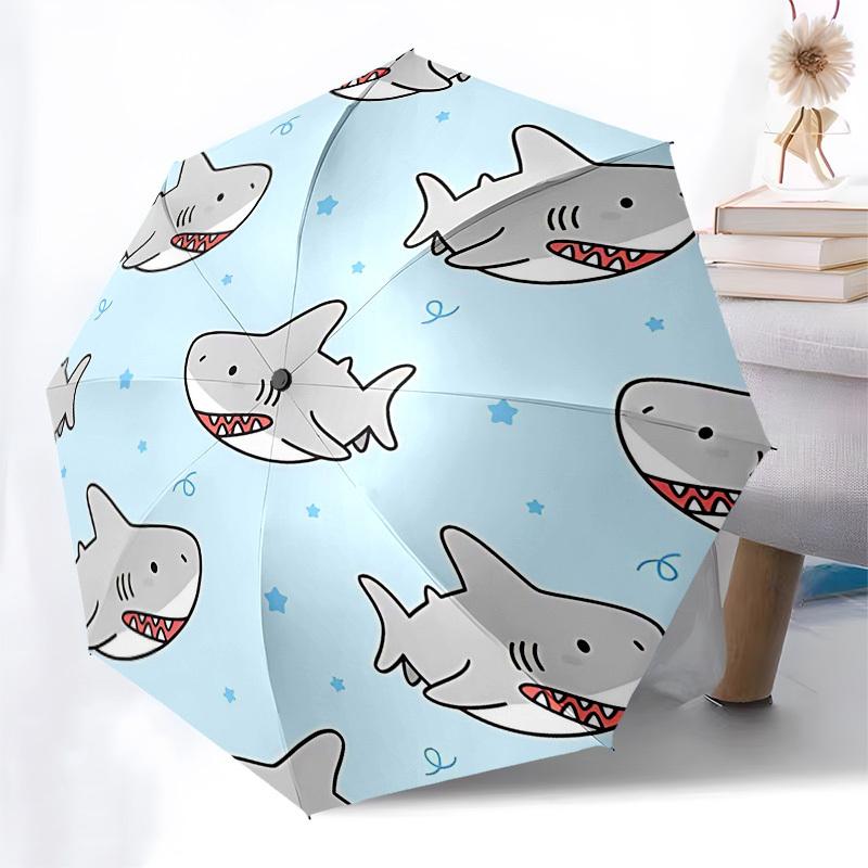 1PC shark star Umbrella-8-Rib Reinforced Portable Folding Travel Suitable for All Seasons Outdoor Daily -Z0483
