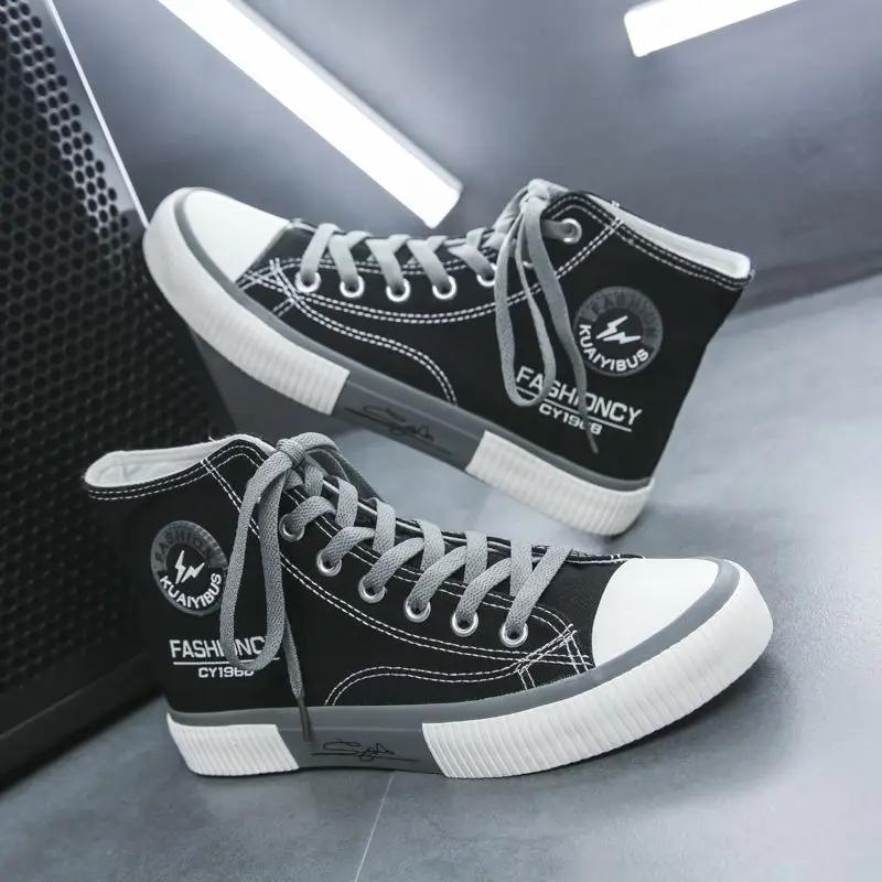 Men's 2026 New High Top Canvas Skate Shoes Summer Breathable Lace Up Casual Versatile Cloth Shoes Teen Wear Comfortable Classic
