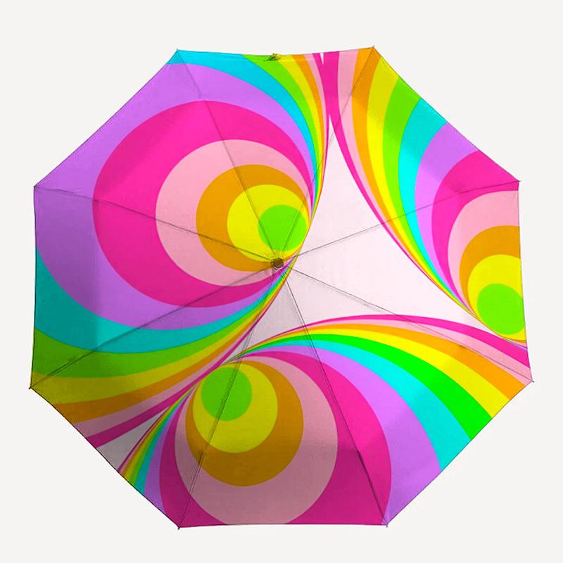 1pc Colorful Swirl Automatic Folding Umbrella, Portable & Foldable Design with 8 Ribs, Casual Outdoor Accessory yy250729110