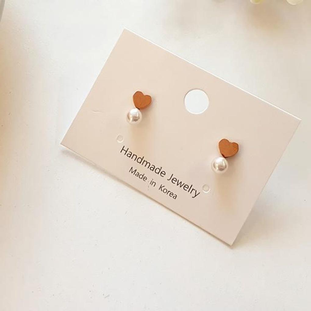 Women's Petite Heart Stainless Steel Pearl Earrings (Mini Mini)