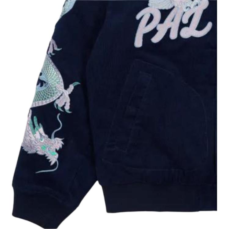 Palace Double Dragon Tour Jacke Mit Adler Muster Und Gestickten Logos Unisex Oberbekleidung Marineblau P23JK176