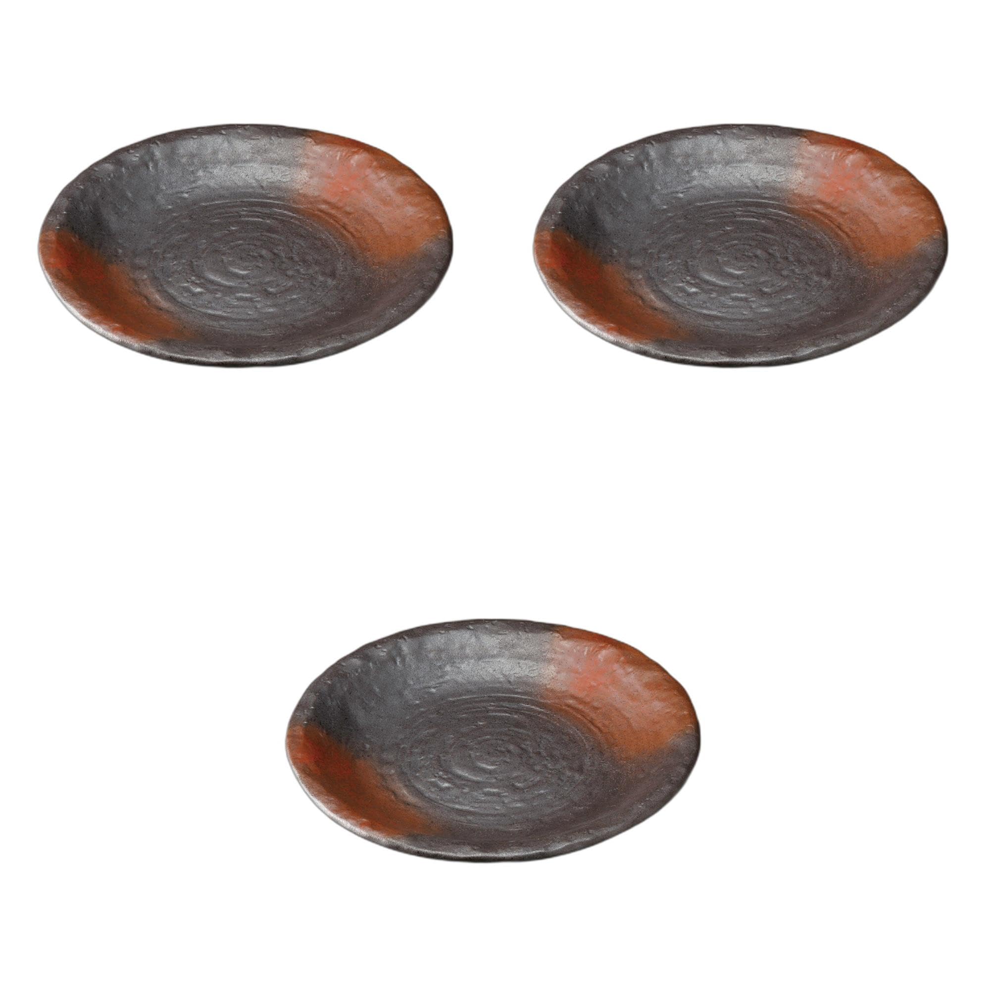 

Set of 3 Stone Grain Plates x Ceramic Serving Plates by Setomonohonpo Bizen-style 9.0 [27.5 3.5cm]