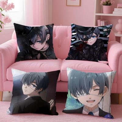 b-Black Butler Anime Cushion Cover Comfortable Reversible Pillow Cover Ideal for Car Sofa Bedroom & Beyond
