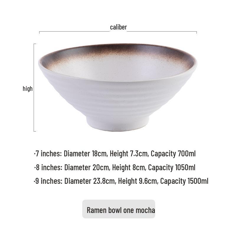 Japanese Ceramic Ramen Bowl - 8-inch, High-footed, Conical Hat Design, Perfect for Soup, Noodles, and More. 7-inch Ramen Bowl