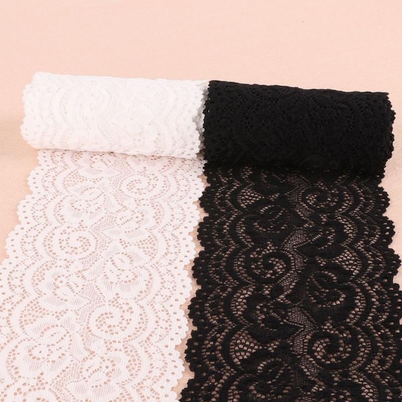 Stretchy Trim Ribbon 10CM Wide 2Yard Long for Sewing Projects, Soft Scalloped Style Ribbon for Fabric Craft Finishing