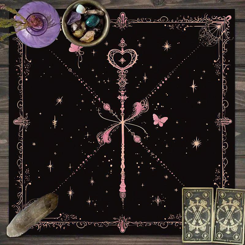 Dark Style Tarot Star & Moon Mahjong Mat - Non-slip, Quick Dry, Stain-Resistant, Water Absorbent