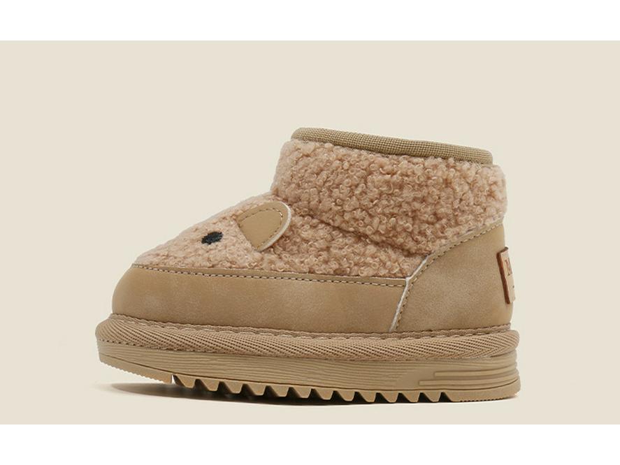 Korean Style Plush Snow Boots for Babies and Kids – Warm Leather & Cotton Shoes for Boys and Girls, Perfect for Autumn and Winter.