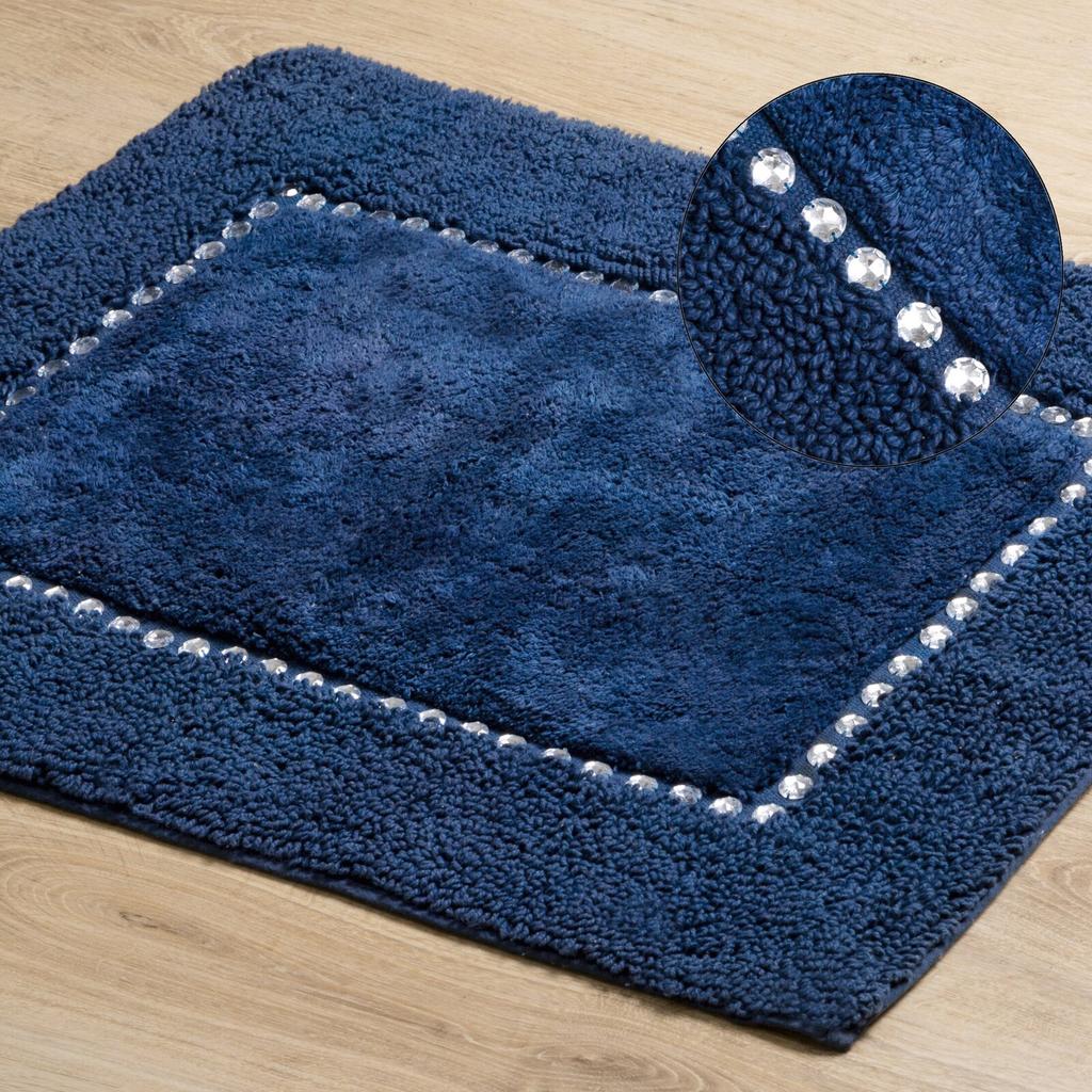 Ciepły Dywanik Łazienkowy Chic Glamour Krzyształki 60X90Cm Granatowy