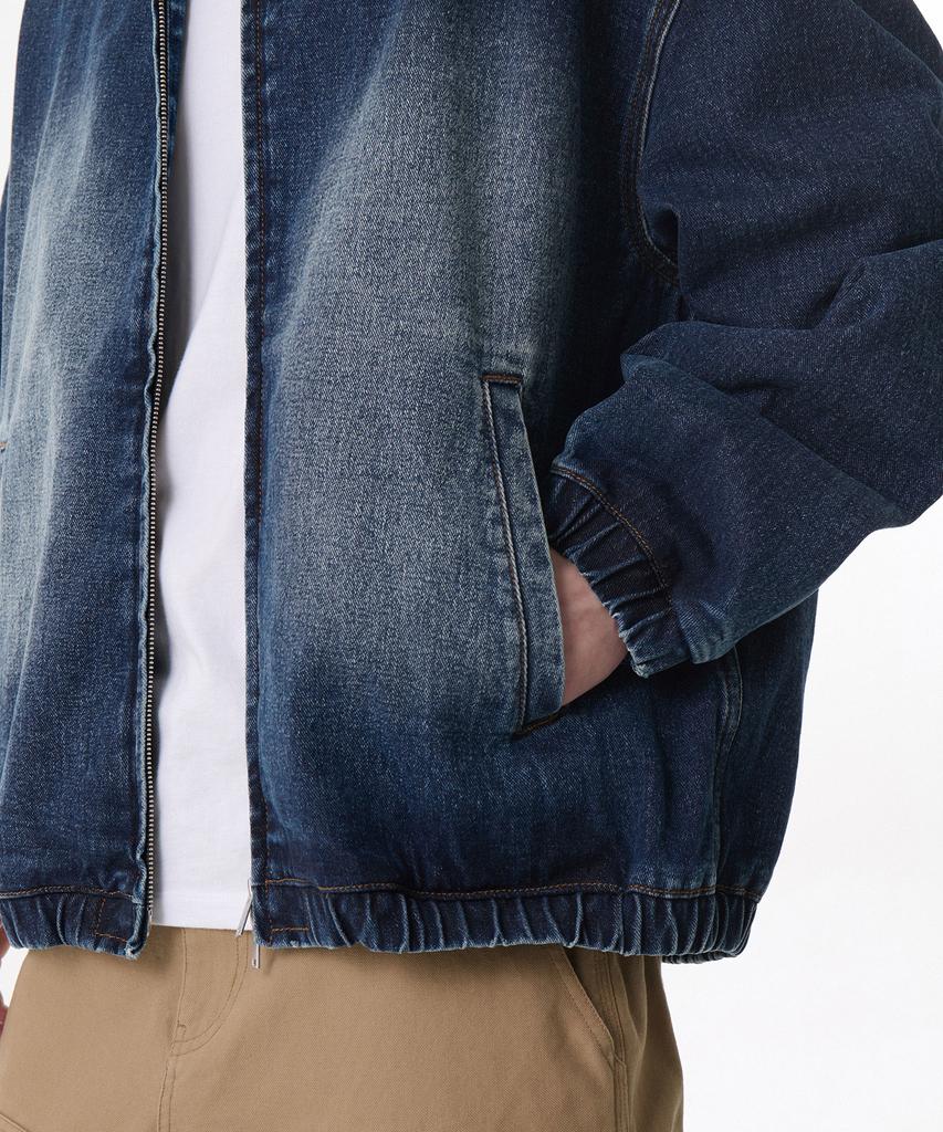 Musinsa Standard Big Brush Oversized Denim Hooded Zip-Up Jacket [Medium Indigo]