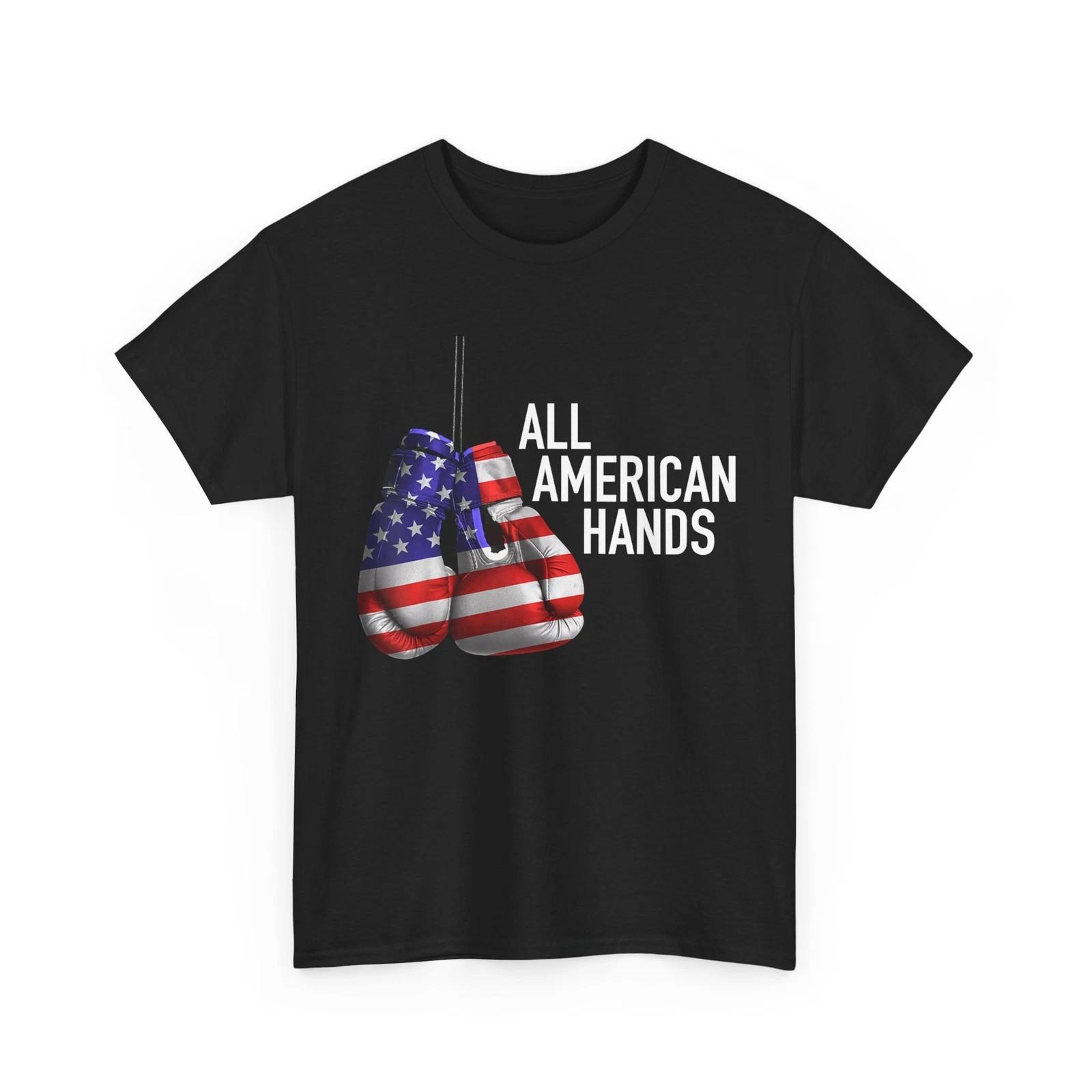 All American Hands Boxing Gloves – Patriotic USA Flag Tee T shirt 4XL