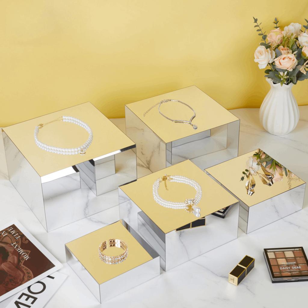 5pcs Acrylic Buffet Risers Wedding Mirror Multifunctional Parties Dessert Display Party Food Display Stand Cube Display Rack