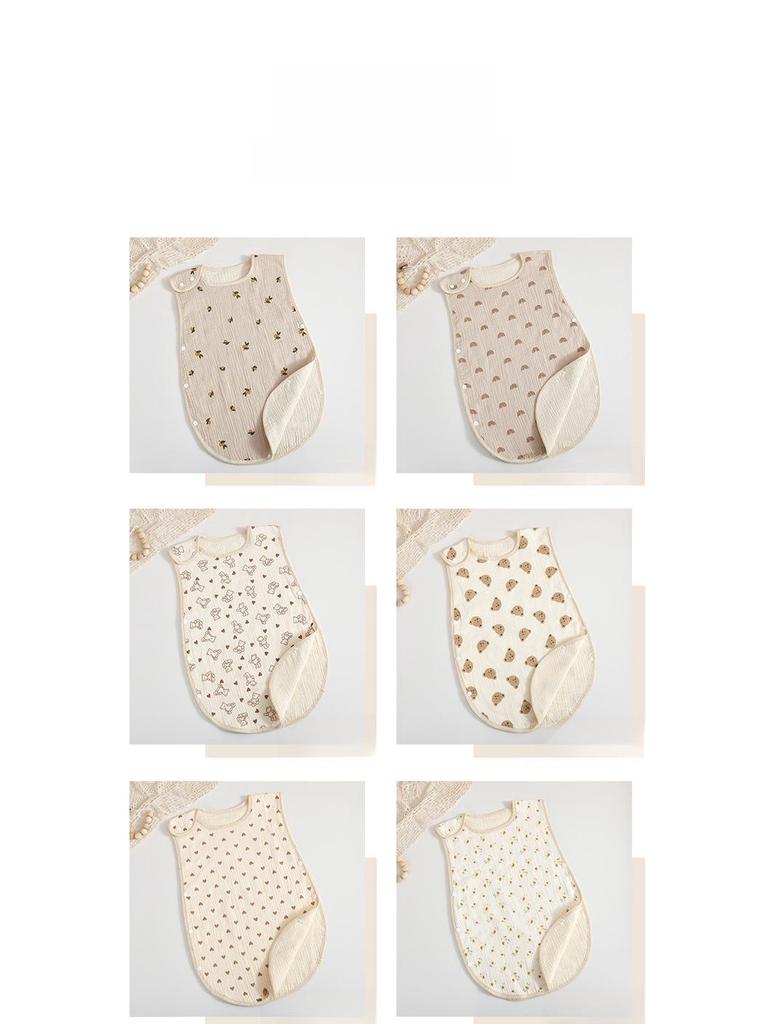 Four-Layer Children's Sleeveless Gauze Sleeping Bag: Anti-Kick, Summer-Weight, Korean Style.