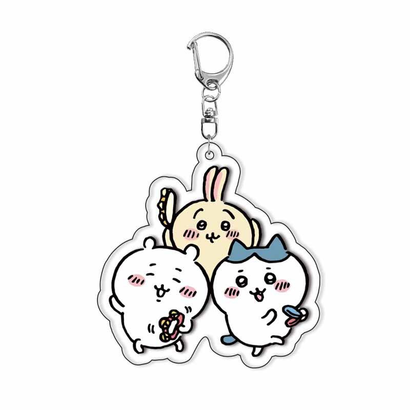 Durable chiikawa anime acrylic keychain DIY cute character layered keychain cross border ready stock anime merchandise accessories
