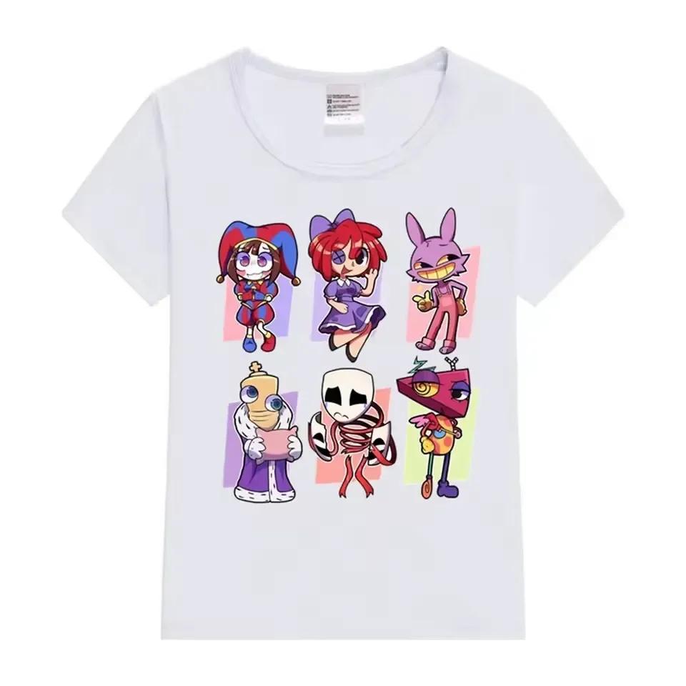 Summer Cotton Children T-Shirts The Amazing Digital Circus Short Sleeve Boy Girl Cartoon Pomni Baby Top Casual Kids Clothes Tees