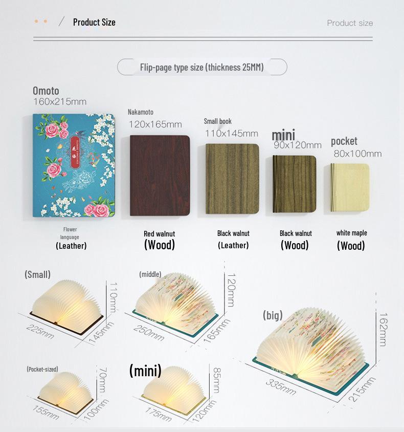 Creative USB Rechargeable Folding Book Night Light - Cultural Gift & Bedside Lamp