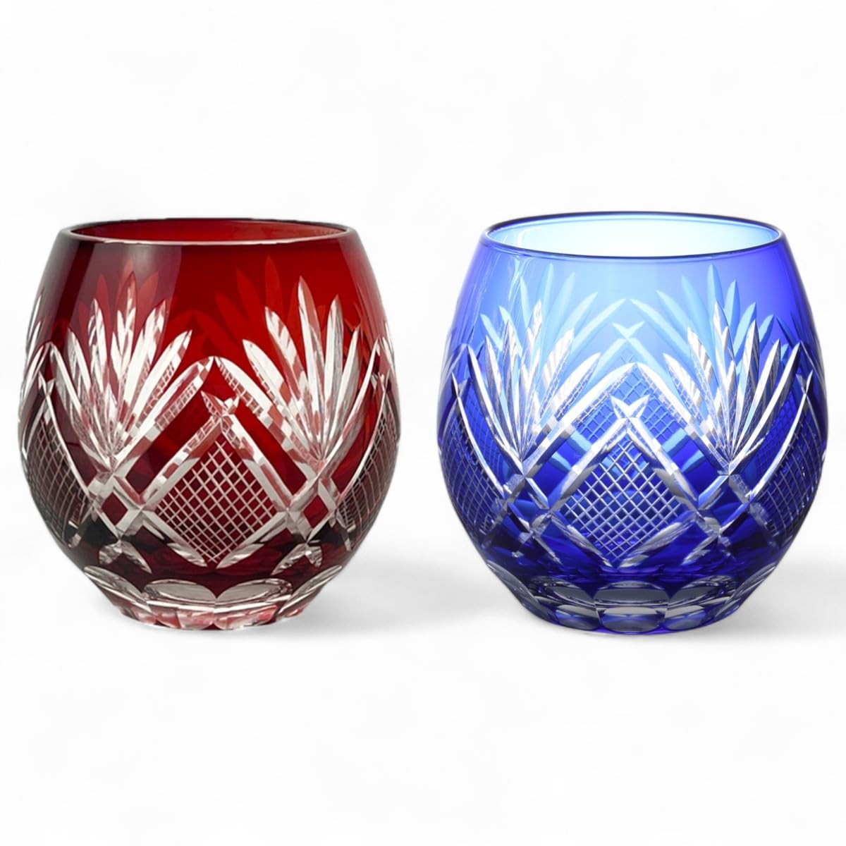 

Mizukage Kiriko Pair of Glass x Flower and Arrow Red Current Model J-kitchens Egg-Shaped Cups, 6.9 8.9cm, 350cc, Design, & Blue, Bisho,