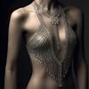 Luxury Tassel Bra Chain, Sparkling Rhinestone Body Chain, Necklace Set, Stage Performance and Runway Accessories