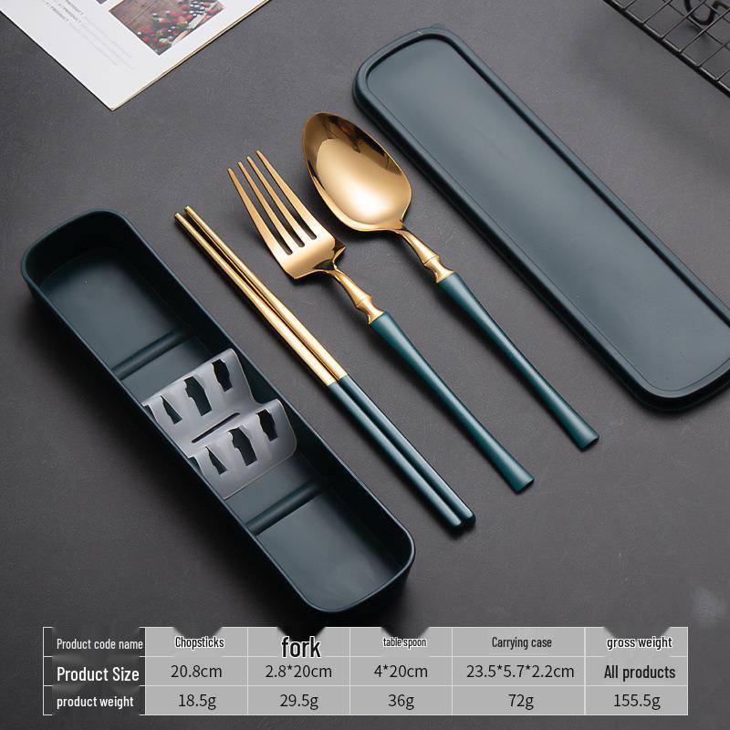 Slim Waist Portable Stainless Steel Cutlery Set: Spoon, Fork, Chopsticks - Japanese Tableware for Students