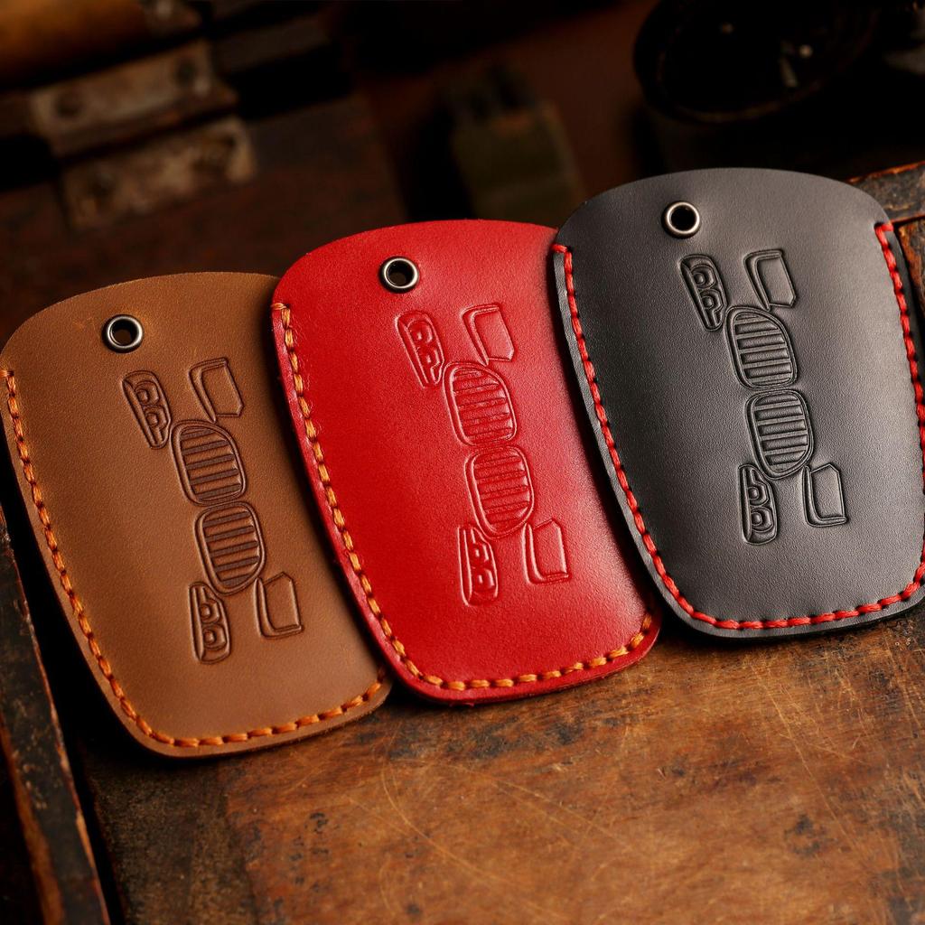 HALLMO Handgefertigtes Luxus-Leder-Autoschlüsseletui für BMW ROT