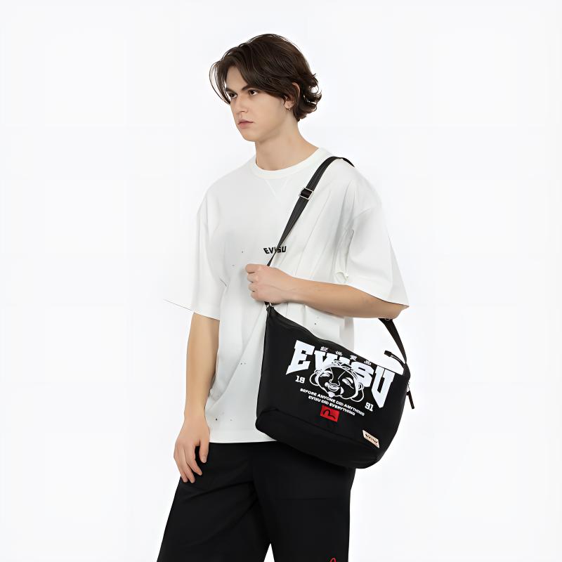 New EVISU Polyamide Shoulder Bag Regular Unisex Black 2ESHTU4BG8092XXSN