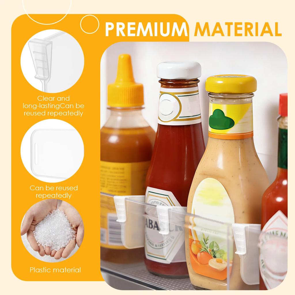 10Pcs Refrigerator Storage Partition Board Snap-on Fridge Door Shelf Dividers Multifunctional Clear Partition Plate for Bottle