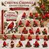 2026 Christmas Countdown Calenda, 24 Vintage-Style Cardinal Acrylic Christmas Ornament,Holiday Gift for Christmas
