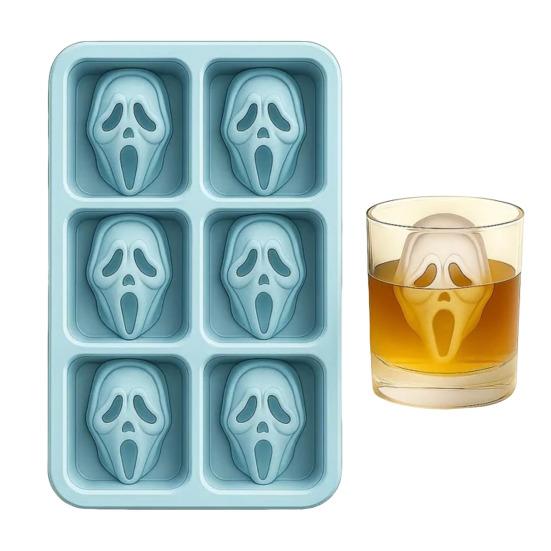 Halloween Skeleton Ice Cube Mold Food Grade Silicone Creepy Screaming Mold Haunted Drink Accessories