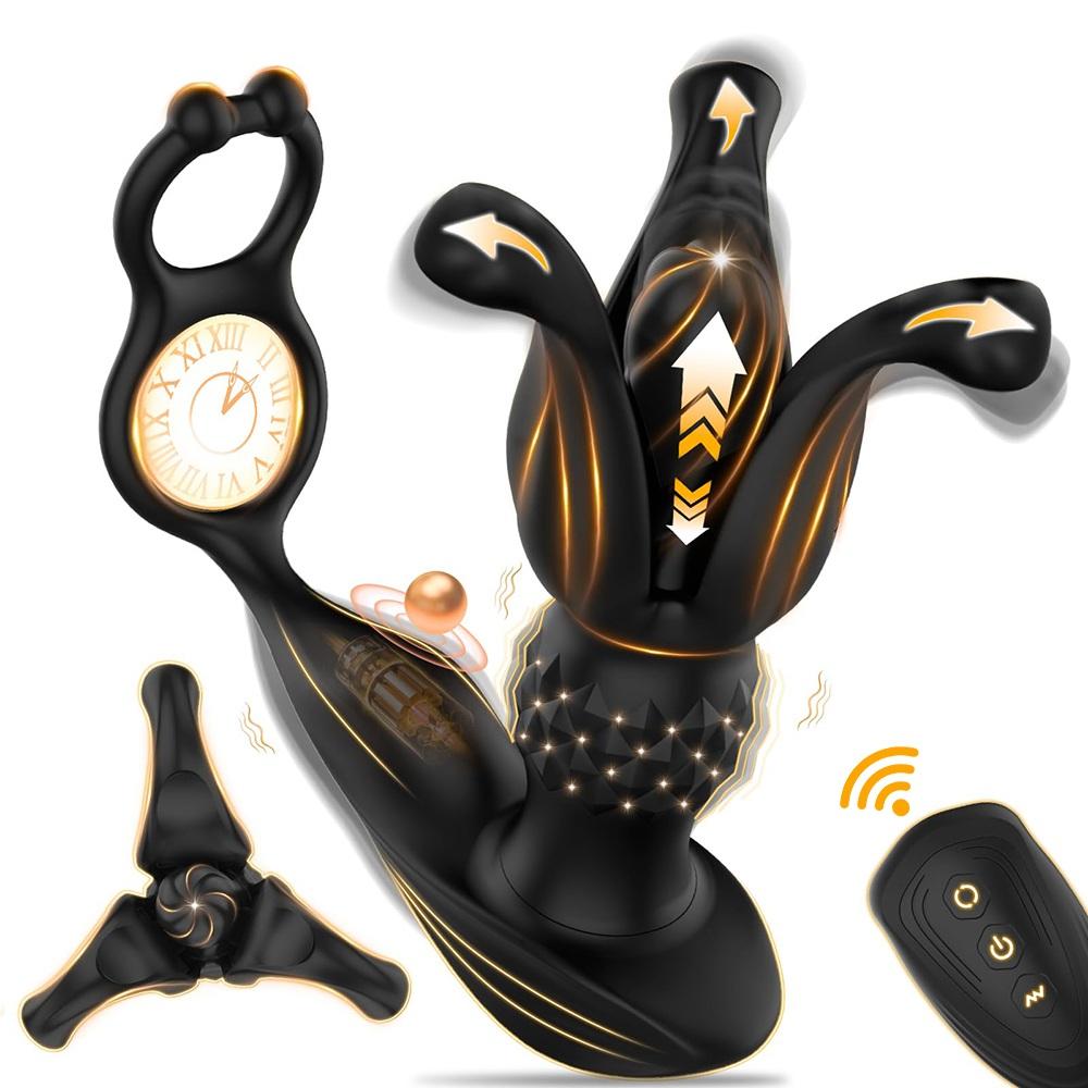Male Sex Toys Prostate Massager Anal Remote Control Vibrator Plug Rings Tension Shock Flapping Thrusting Vibrating Butt Plug