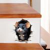 Waterproof PVC Wall Mural 3D Break Through Mouse Decal, Cute Rat Sticker, Versatile Room Ornament Self-Adhesive Removable Art Decor for Home