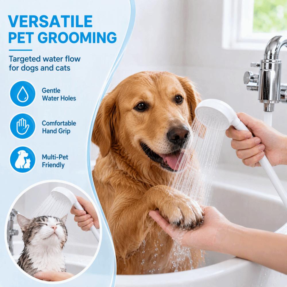 PVC Hose Pet Shower Head Push-On Design Faucet Attachment Durable Pet Shower Spray For Pet Bathing