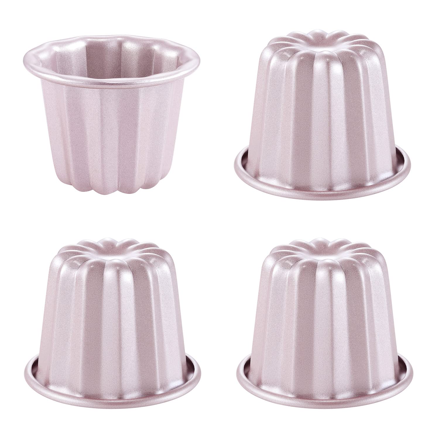 

CHEFMADE Cake Molds, Canelé Molds, Non-Stick Cake Molds, Set of 4, Approx. 6.6cm, Cups 5.3 x 5.0cm