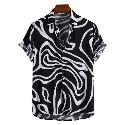 Summer New Large Size Men's Casual Fashion 3D Digital Printing Short-sleeved Shirt Men