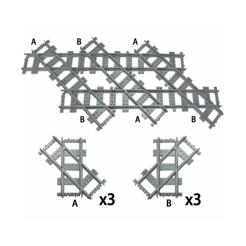 NEW City Trains Railway Tracks Flexible Switch Rails Crossing Forked Straight Curved Building Block Bricks Toy Compatible Brand