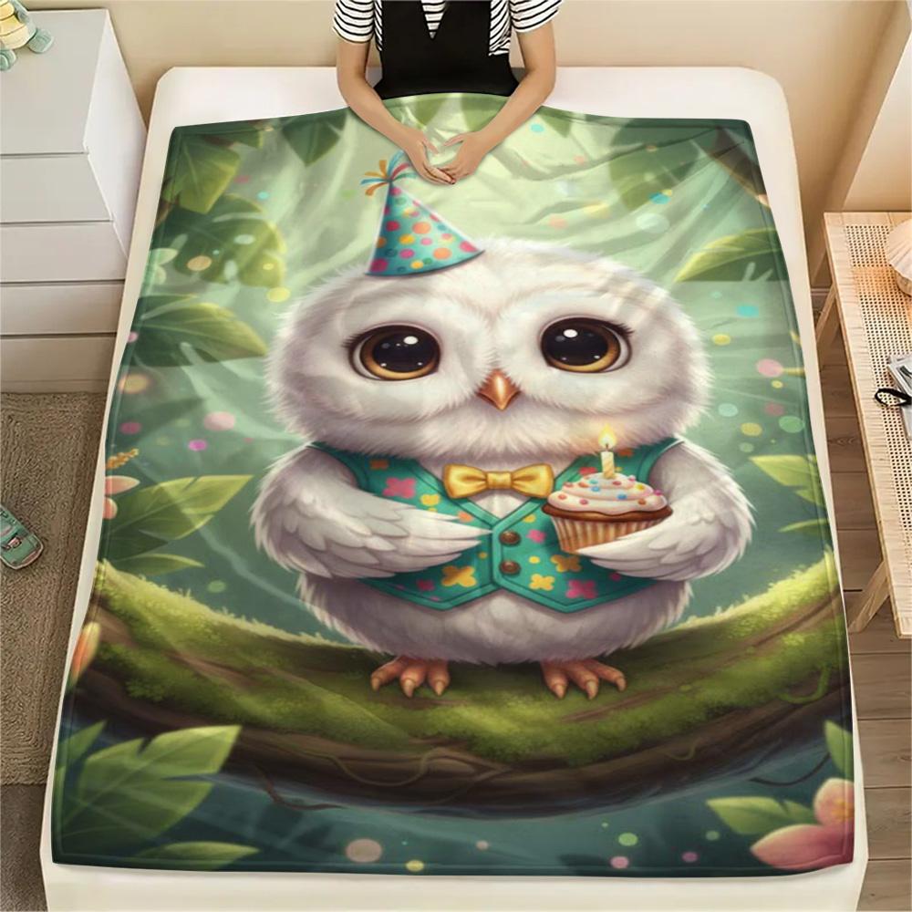 1PC Cute-style animals Print FlAannel Blanket, High quality Comfortable for All Seasons, Home Decor, Warmth and Comfort