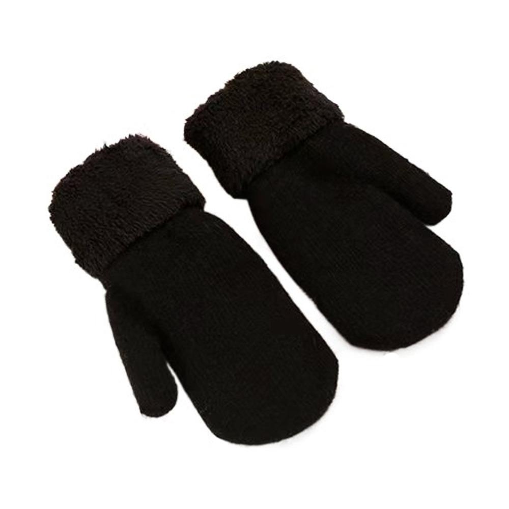 Cashmere-Like All Fingers Mittens Solid Color Fur Knitted Gloves Winter Gloves  Women Girl