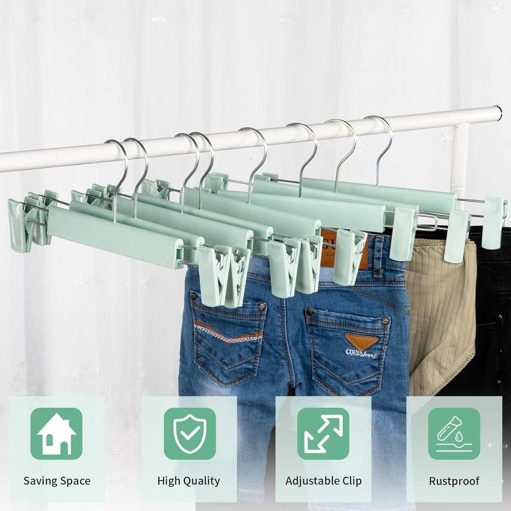 Hosenbügel mit Clips, Rockbügel, 360° drehbare Haken, platzsparende Kleiderbügel für Hosen, Röcke, Kleidung, Jeans