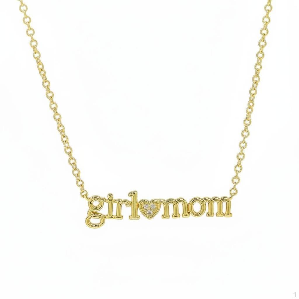 Mama Necklace Family Day Gift Mom Heart Pendant Golden Finish Boy for Moms,