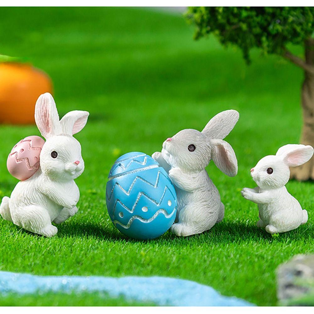 Multicolor Miniature Knickknacks Resin Cartoon Buuny Statue  Bonsai Ornament