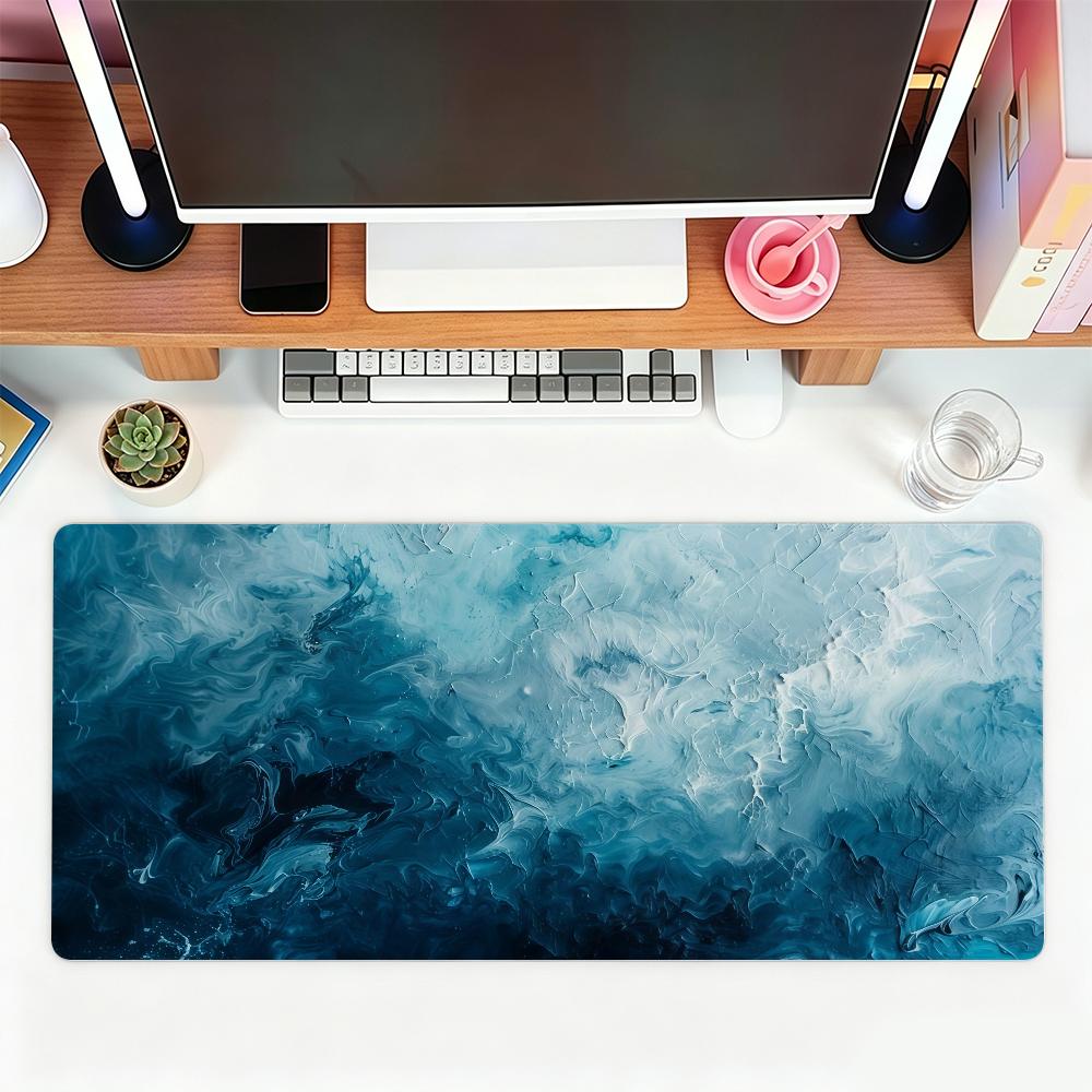 Abstraktes Ozeanwellen-Mauspad Für Büro, Gaming Und Tastaturen Rutschfest Groß Wasserdicht