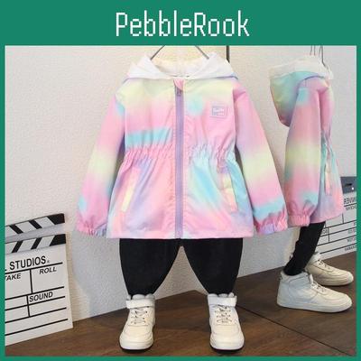 Jentejakke Baby Hette Vår Barn Mote Bokstaver Gradient Blanding Design Glidelås Vindjakke Frakk Barn Yttertøy