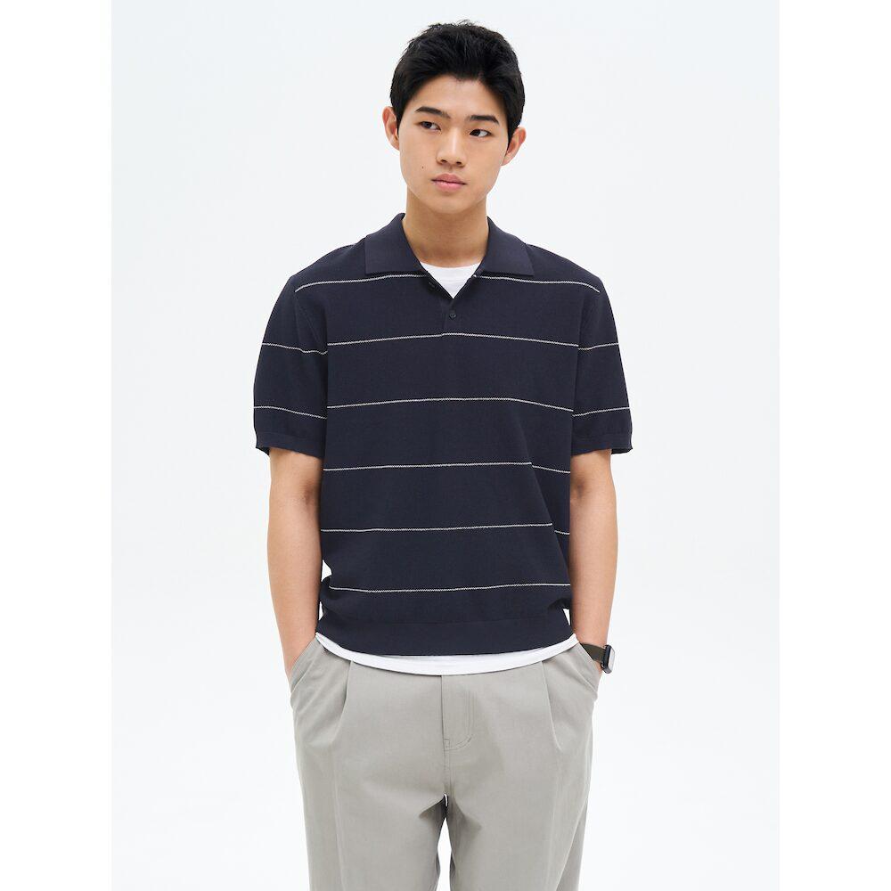 8Seconds Pique Striped Knit Pullover Navy Navy/M