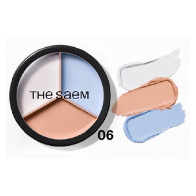 THE SAEM Cover Perfection Triple Pot Concealer 13.5g – 7 Color Correcting Cream Palette for Flawless Coverage & Contouring