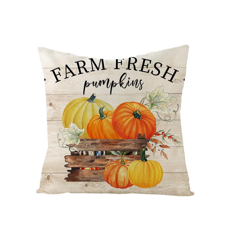 Autumn Harvest Pumpkin Print Pillow Cover Sofa Office Polyester Cushion Cover Home Furnishings