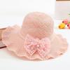 Breathable Wide Brim Straw Hat Adjustable Beach Sun Hat Sweet Ruffle Sun Hat  For Women Girls