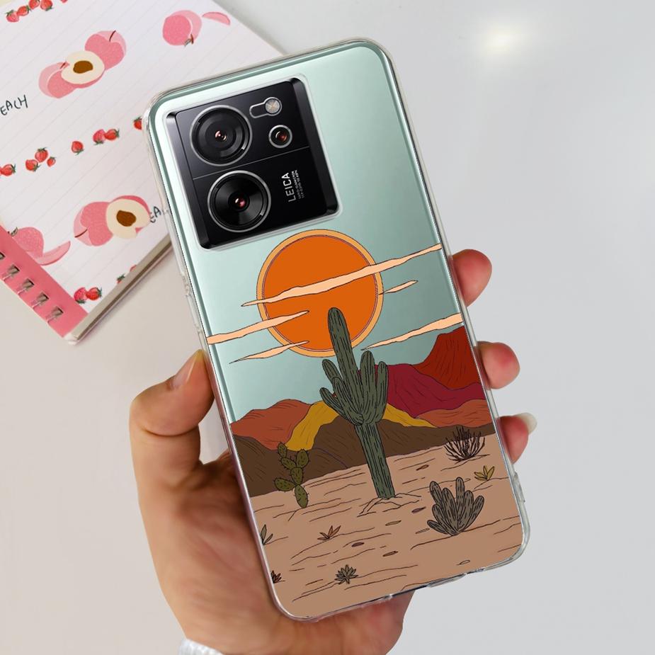 For Xiaomi 13T Pro Case Luxury Painted Back Cover Clear Silicone Phone Case For Xiaomi Mi 13T Pro 13TPro Soft Fundas 6.67'' Bags