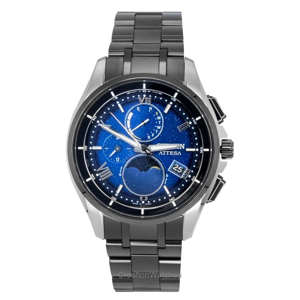 

Мужские часы Citizen Attesa с радиоконтролем, Super Titanium, фаза Луны, синий циферблат, Eco-Drive BY1007-60L, 100 м синий