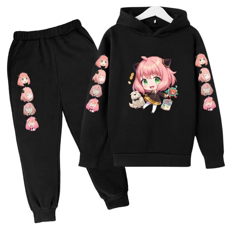 Kinder Mode Kapuzenpullover Junge Mädchen Kleinkind Pullover 3-12 Jahre Anime Niedliches Mädchen Druck Kleidung Lässiges Oberteil + Hose 2-teiliges Set Sportanzug